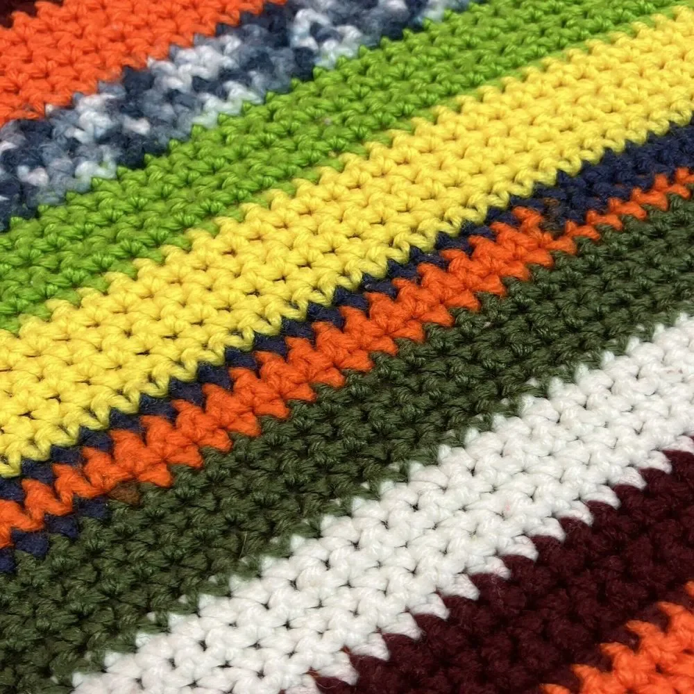 Vintage Granny Crochet Table Runner / Sofa‎ Throw Handmade Multicolor 65x25